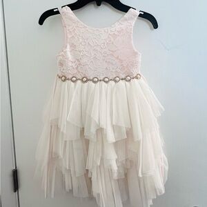 American Princess Pink Tan Formal Sundress Scoop Neck